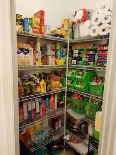 the pantry is stocked with all kinds of food