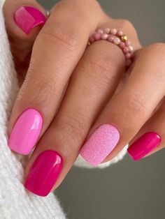 Hot Pink Nail, February Nails, Hot Pink Nails, Nagel Tips, Her Nails, Pink Nail Designs, Pink Spring