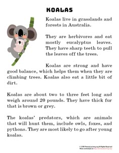 the koalas poem is written in english and has an image of a koala holding