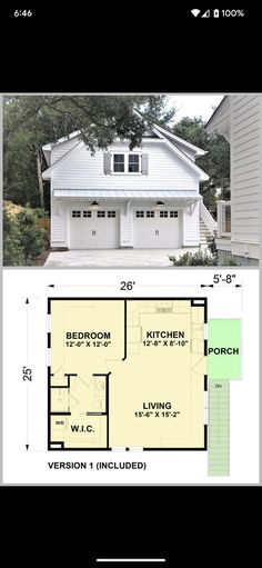 two story house plans with an open floor plan for the garage and living room area