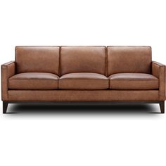 a brown leather couch on a white background