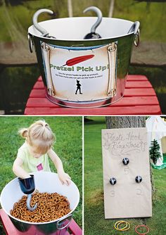 a collage of pictures showing different things to do with an ice bucket and other items