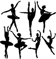 silhouettes of ballet dancers in different poses