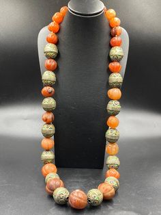 Beautiful vintage enamel beads with pumpkin shape carnelian bead necklace Enamel Beads, Gold Nugget, Carnelian Beads, Natural Coral, Oct 1, Agate Beads, Turquoise Stone, Loose Beads, Bead Necklace