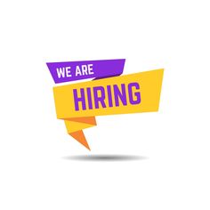 we are hiring sign with origami speech bubble and ribbon on white background illustration