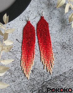 Red Beaded Fringe Drop Earrings, Red Beaded Fringe Dangle Earrings, Summer Faceted Beads Earrings, Summer Faceted Bead Drop Earrings, Faceted Bead Drop Earrings For Summer, Summer Faceted Beaded Drop Earrings, Summer Faceted Beads Drop Earrings, Red Beaded Chain For Summer, Red Beaded Jewelry For Summer