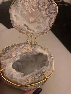 Rare unique vintage geode with gold plated wire to create a functioning and adjustable jewelry box. Complete geode fully aura infused with other minerals to create a permanent shimmery pink, white and blue coating over the druzy agate.  Delicate. Amazing to hold something very special inside and display!  My supplier was only able to get 10 of these sent to the US and I think I got the most sparkly inner agate of them all!  Has not been used. Still in original wrap. Elegant Agate Geodes As Gift, Unique Geodes Gemstone Gift, Large Spiritual Geode Gift, Elegant Agate Geodes Gift, Unique Handmade Gold Geodes, Geode Jewelry, Aura Quartz Cluster, Angel Aura Quartz, Angel Aura