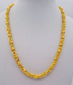 Buy 22k/18k Yellow Gold Handmade Hollow Byzantine Necklace Chain Fabulous Indian Traditional Jewelry Online in India - Etsy New Chain Designs Gold, Wedding Jewelry Necklace, Mens Gold Chain Necklace, Gold Neck Chain, Gold Necklace For Men, Byzantine Necklace, Real Gold Chains, Byzantine Chain, Gold Chain Design