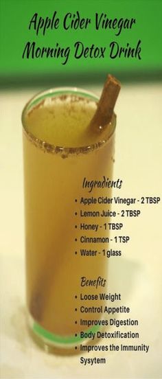 Morning Detox Drink, Apple Cider Vinegar Morning, Vinegar Drinks, Full Body Detox, Body Detoxification, Apple Cider Vinegar Drink, Baking Soda Beauty Uses, Apple Cider Benefits