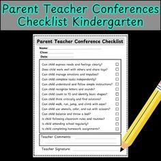 a parent teacher conference checklist with a pencil