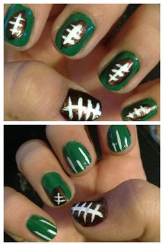 Athens bulldogs football nails :) Nail Designs Dip, Packer Nails, Super Bowl Nails, Nfl Nails, Football Nail Designs, Football Nail Art, Easy Super Bowl, Sports Nails, Football Nails