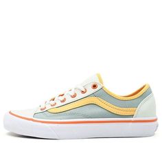 Vans Style 36 White/Blue/Orange Whiteblue VN0A3MVL2VQ (SNKR/Skate/Women's/Low Top) Vans Style, Fashion Sneakers, Boot Sandals, Cute Shoes, Blue Orange, Low Top, Me Too Shoes