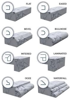 different types of marbles are shown in this image, with the names below them