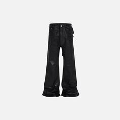 Front view of the black Y2k Baggy Flare Jeans in a gray background Damaged Jeans, Baggy Flare Jeans, Male Pants, Bootcut Trousers, Black Flare Jeans, Black Flare, Y2k Baggy, Type Of Pants, American People