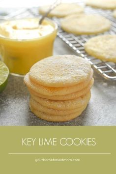 key lime cookies on a cooling rack with orange juice