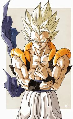 a drawing of gohan from dragon ball super broly, with his hands on his chest