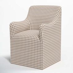 a brown and white checkered chair on a white background