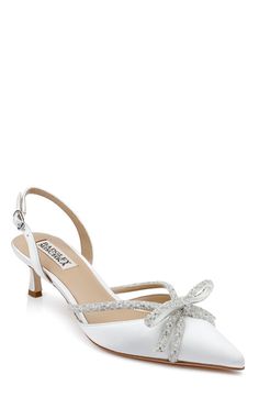 Angelina Slingback Kitten Heels Slingback Kitten Heels, Breezy Style, Wedding Shoes Low Heel, Jewel Badgley Mischka, Diamond Fashion Jewelry, Flat Booties, Wedding Shoes Heels, Platform Stilettos, Slingbacks