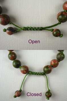 two pictures showing the same beaded necklace