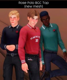 three young men standing next to each other