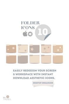 the folder icon set is shown with different colors and sizes, including beiges, browns