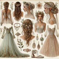 an image of women's wedding dresses and accessories