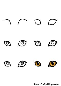 different types of eyes drawn in black and white