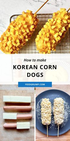 korean corn dogs with text overlay that reads how to make korean corn dog pops