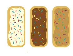 three donuts with sprinkles on them are lined up next to each other