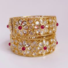 Tyaani inspired premium Kundan gold plated openable bangle pair/Statement Kada/Kundan Bangles/Bridal Bangle/Indian Wedding/Pakistani/Punjabi Gold Meenakari Chandbalis For Puja, Traditional Kundan Bangle For Puja, Traditional Kundan Wedding Jewelry With Cutdana, Meenakari Bangle For Diwali Puja, Meenakari Bangle For Puja And Diwali, Traditional Gota Work Bangle For Diwali, Traditional Cutdana Bangle For Puja, Heavy Bangle For Diwali Ceremonial Occasion, Festive Gota Work Bangle For Puja