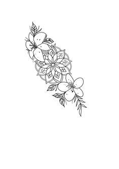 a black and white line drawing of flowers