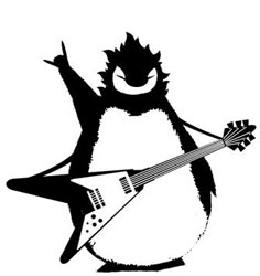 a penguin playing an electric guitar