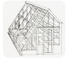 a drawing of a house being built