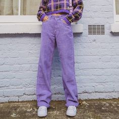 Purple Pants, Vintage Trousers, Y2k Aesthetic Outfits, Rave Wear, Baggy Pants, Straight Trousers, Harajuku Fashion, Straight Pants, Corduroy Pants