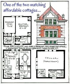 the floor plan for a two story house