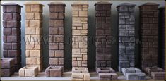 several different types of bricks stacked on top of each other