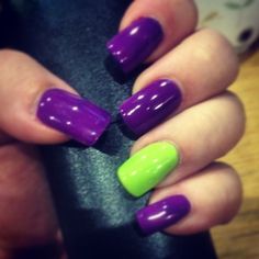 Purple And Green Gel Nails, Neon Purple And Green Nails, Black And Purple Halloween Nails Short, Purple Green And Black Nails, Purple Green Black Nails, Orange And Purple Nails Halloween, Dipped Halloween Nails, Purple And Green Nails Halloween, Neon Purple Nails Design