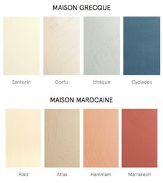 the color chart for maison marocaine, which is available in various colors and sizes