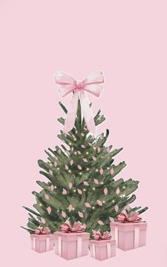 Pink Christmas Iphone Wallpaper, Pink Christmas Background, Christmas Wallpaper Ipad, Pink Lights, Christmas Wallpaper Iphone Cute, A Pink Christmas, Christmas Tree Wallpaper, Holiday Aesthetic, Bow Wallpaper