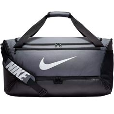 Nike Brasilia Medium Training Duffel Bag Grey/Black Front Nike Gym Bag, Nike Duffle Bag, Black Duffel Bag, Sports Hall, Fashion For Teens, Football Accessories, Unique Handbag, Football Stuff, Game Props