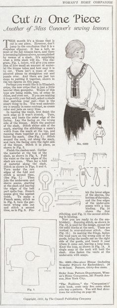 an article in the paper with instructions for sewing