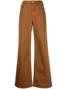 Find ULLA JOHNSON High-rise Wide-leg Jeans on Editorialist. light brown cotton logo patch to the rear high-waisted belt loops front button and zip fastening wide leg Brown Wide Leg Jeans, Light Brown Jeans, Genderbent Cosplay, Light Brown Pants, Twd Rick Grimes, Conan Gray Concert, Combination Fashion, Jeans Brown, Flynn Rider