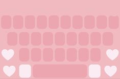 a pink background with white hearts on the top and bottom half of the keyboard,