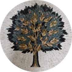 Enhance the heart of your kitchen with this exquisite handmade  tree marble mosaic kitchen backsplash  Size : (40)cm / (18")inch Foundation : mesh backing Thickness : 5mm Material : Marble  Processing Time : 1 - 2 weeks "Can be customized to any Size or Color as needed" Features : * Easy installation, Your mosaic will reach you in one piece rolled as a carpet on a mesh backing. * Unpack the mosaic and remove the nylon supporting the mesh backing. * Install directly to a surface the same way you Tree Of Life Mosaic, Mosaic Kitchen Backsplash, Mosaic Kitchen, Floor Medallion, Mosaic Backsplash Kitchen, Mosaic Murals, Wall Art Kitchen, Mosaic Ideas, Marble Mosaic Tiles