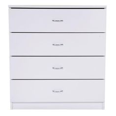 a white dresser with four drawers on it