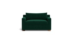 a dark green chair against a white background