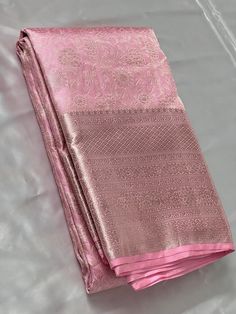 Bridal Collection Baby Pink Color Pure Kanchipuram Silk Saree | Indian Traditional Ethnic Saree | Wedding or Party Wear Saree | Handwoven Gift Saree for Her Product Details : Saree Type : Pure Kanchipuram Silk Saree Silver Zari, Silk Mark Certified Blouse Piece : Yes (Un-Stitched) Saree Length : 5.5 Meters Blouse Piece Length : 80 cm Saree Weight : 0.9 kg Saree Fabric : Pure Kanchipuram Silk  Color : As shown in the picture Work : weaving Pattern : designer Occasion: Party Wear, Formal Wear, Fes Pink Silk Saree Blouse Designs, Brocade Saree With Traditional Patterns For Puja, Brocade Saree For Puja And Eid, Brocade Saree With Zari Work For Wedding, Wedding Saree With Zari Work In Brocade, Wedding Saree With Zari Work And Brocade, Brocade Pre-draped Saree With Traditional Patterns For Wedding, New Silk Saree Collections, Brocade Saree With Cutdana For Eid