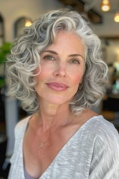 40 Stunning Curly Hairstyles for Women Over 60 to Embrace Your Natural Curls Shoulder Length Lace Front Wigs, Grey Human Hair Wigs, Curly Silver Hair, Bob Pixie Haircut, Short Bob Pixie, Medium Length Curls, Bob Pixie, Grey Curly Hair, Glamour Hair