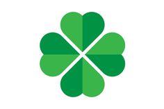 a four leaf clover is shown in this green and white logo, with the letter x on it