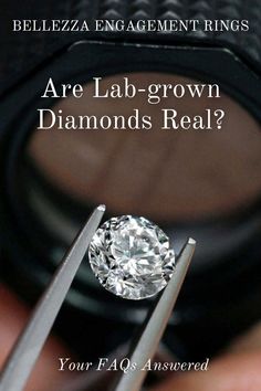 a diamond being held by two tweezers with the words are lab - grown diamonds real?